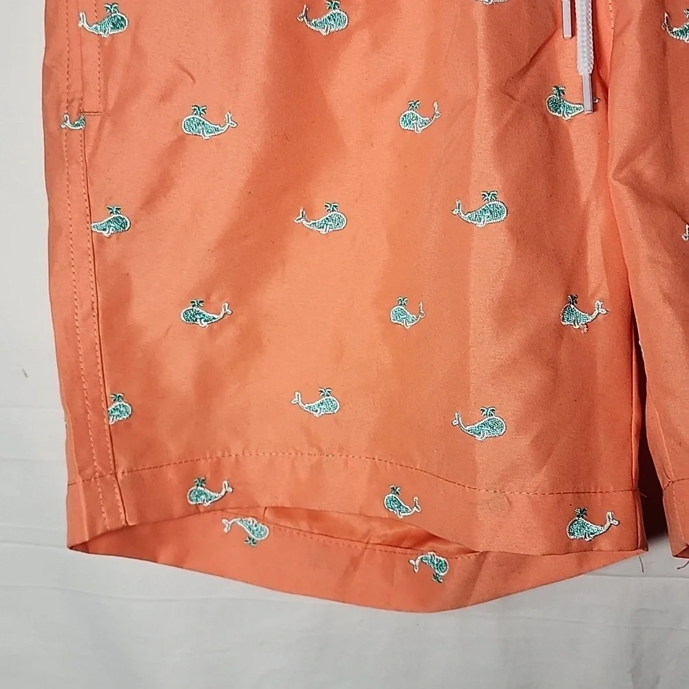 Surf Style‎ Men Swim Shorts Trunks Orange Color Embroidered Size S  NWT